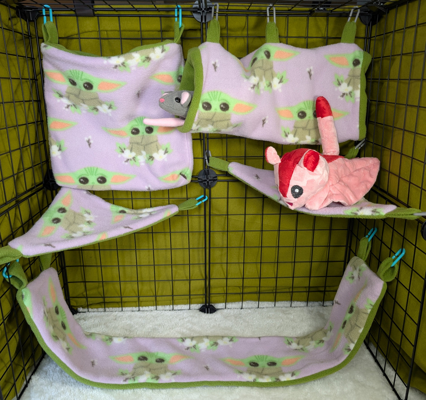 Star Wars Baby Yoda 5-Piece Fleece Cage Set for Sugar Gliders & Small Pets
