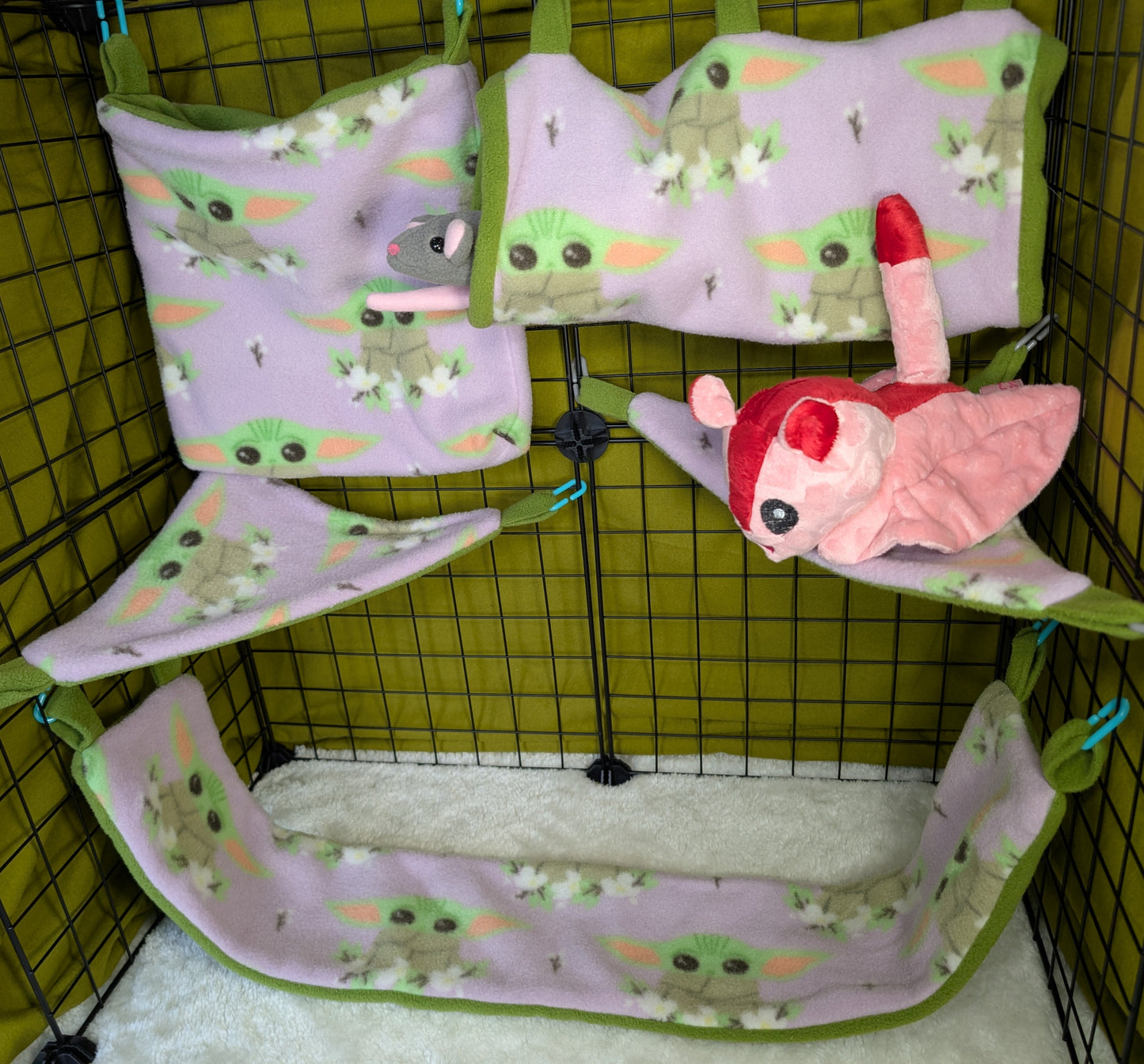 Star Wars Baby Yoda 5-Piece Fleece Cage Set for Sugar Gliders & Small Pets